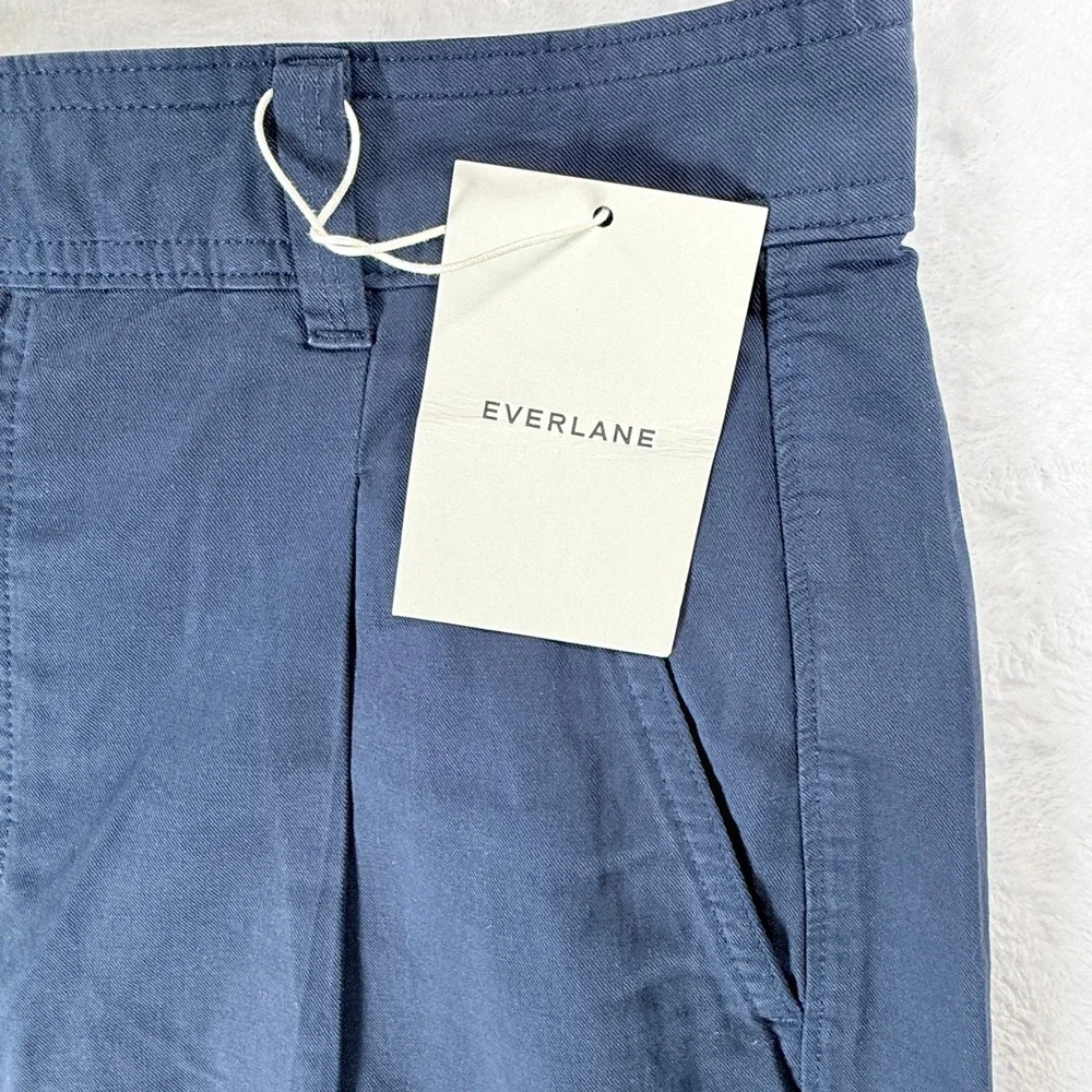 Everlane The Everywhere Pant Navy Blue Pleated Wide Leg Cotton Linen Size 12 NEW